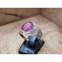 Echt zilveren ring met robijn